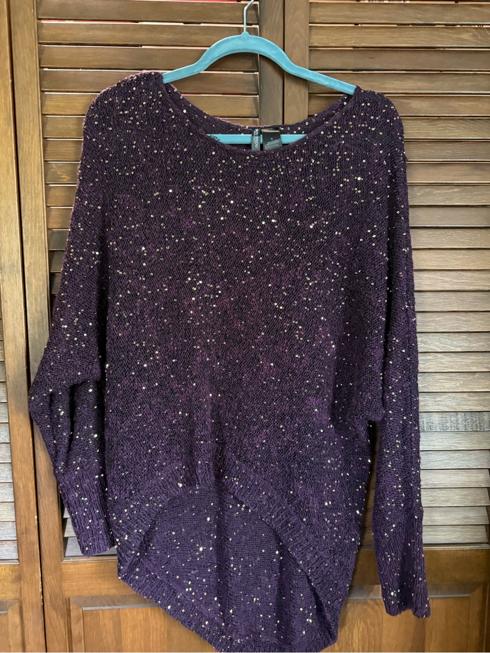 Bisou Bisou Purple with Gold Sequin Knit Sweater